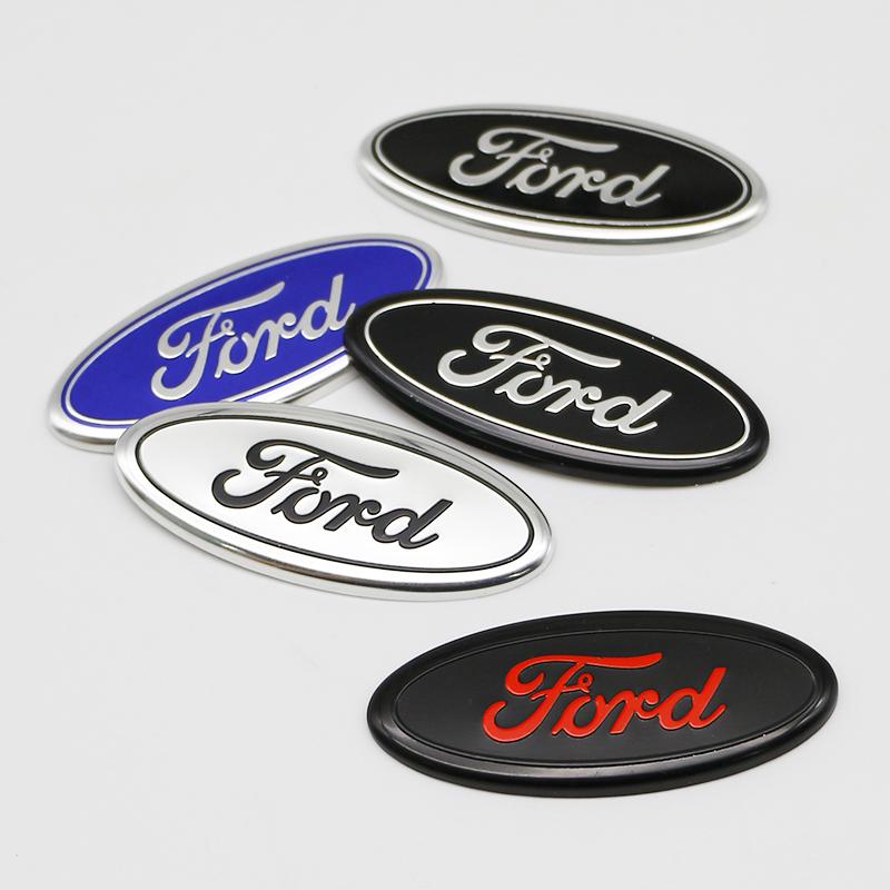 58x22mm 3D Aluminum Steering Wheel Badge Emblem Cover For Ford Focus MK4 Ranger Fiesta Mondeo Edge Escape Auto Tuning Accessory