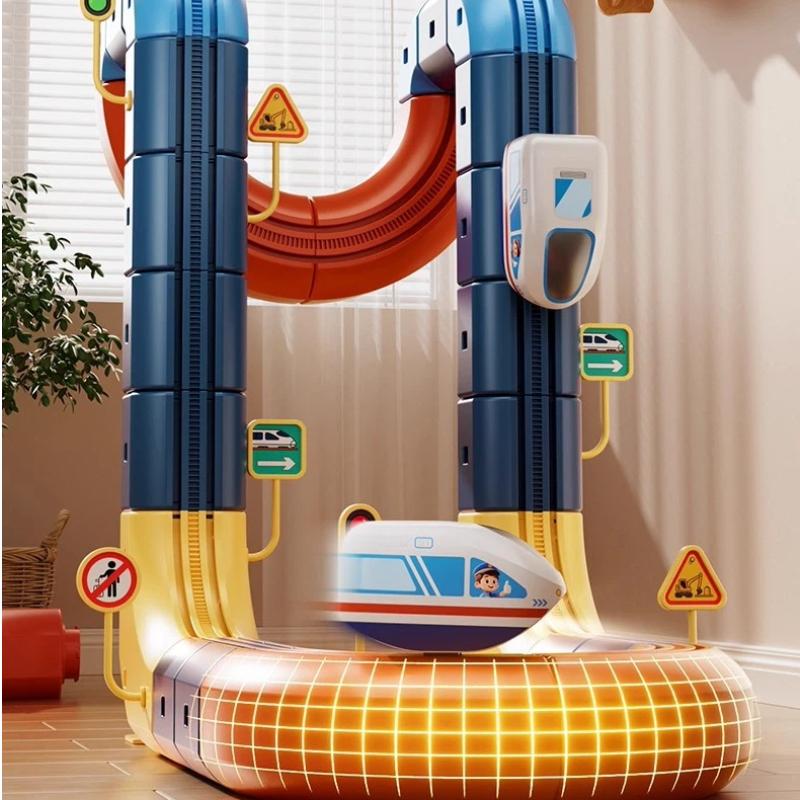 Puzzle Electromagnetic Track Construction Brick Collection Toy Anti Gravity Vehicle Railway Subway Car Montessori Children Xmas Present