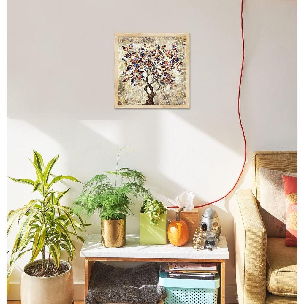 Paper Tree Wall Art Frame Painting, Multicolor, Abstract, 12.5 X 12.5 In, Set of 1