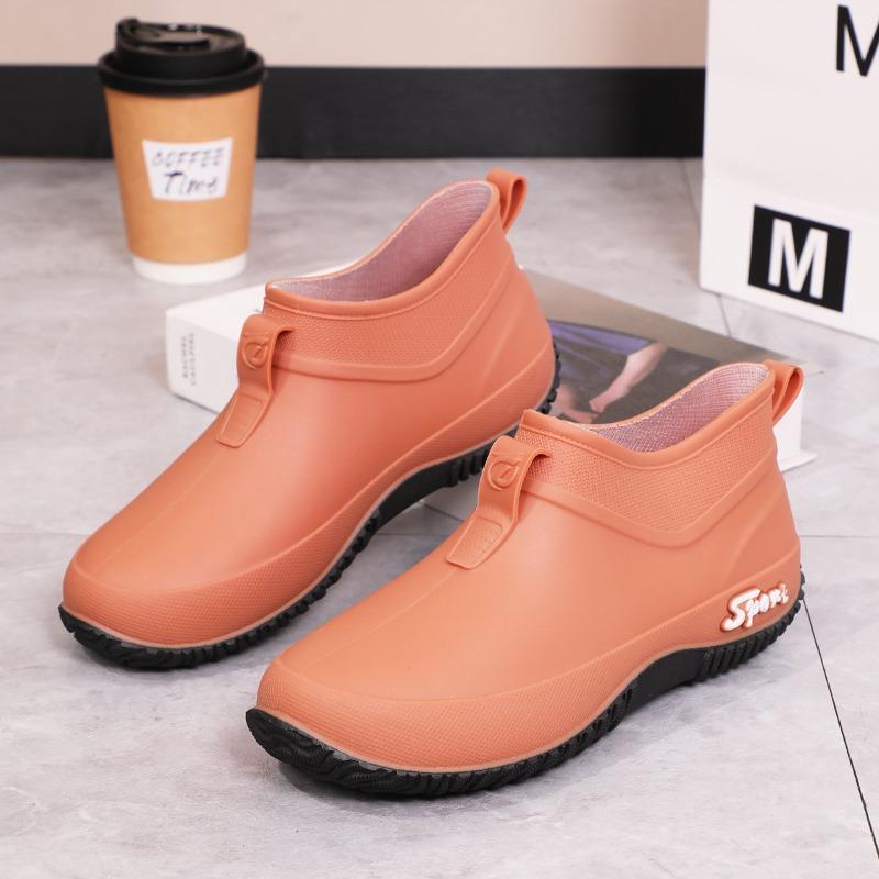 Rain shoes women's new fashion soft rainy season wear cotton comfortable short work shoes waterproof rain boots water shoes durable