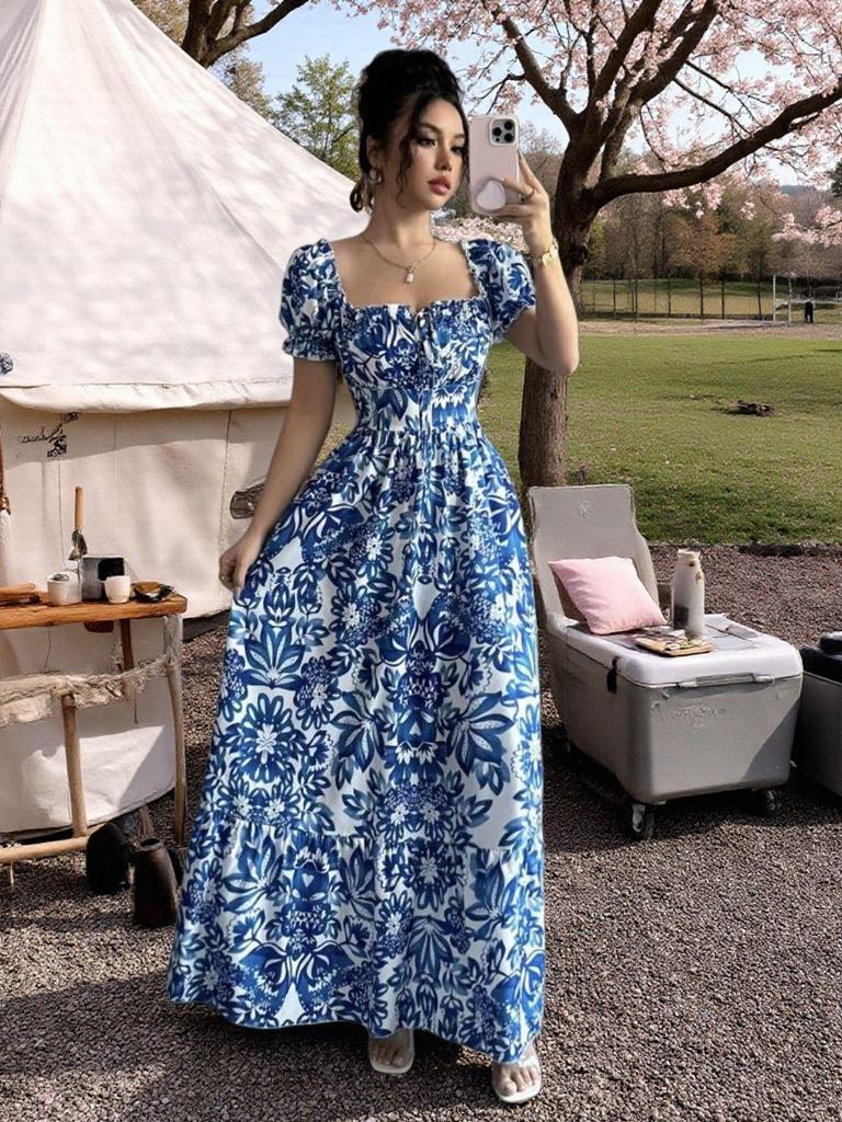 Women's Elegant Fashion Print Long Skirt Dress - New Arrival