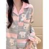 Women's Winter Fleece Pajama Set, 260g, Loose Fit, Cartoon Design, Plus Size, Wearable Outside, Cardigan Style.