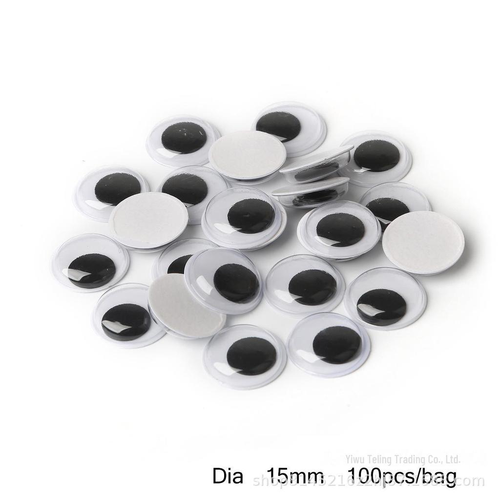 Pre-made DIY Toy Animal Accessories: Adhesive Black and White Moving Eyes for Kids