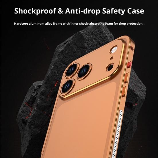 Metal Phone Case for IPhone 17/17 Pro/17 Max/17 Air Detachable Lens Cover & Heat Dissipation Phone Case Ultra-Thin Protective Frame with Hidden Strap