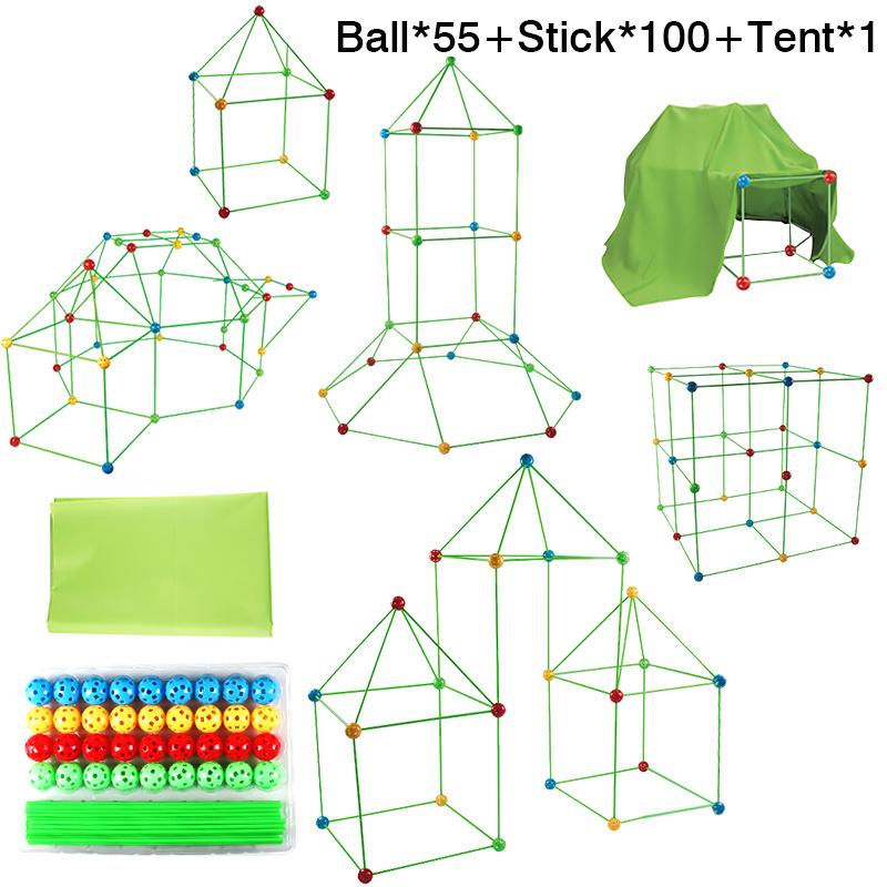 New Creative Fort Building Blocks Indoor Tent Brick Kit Children's Diy Ball Games Educational Toys For Children