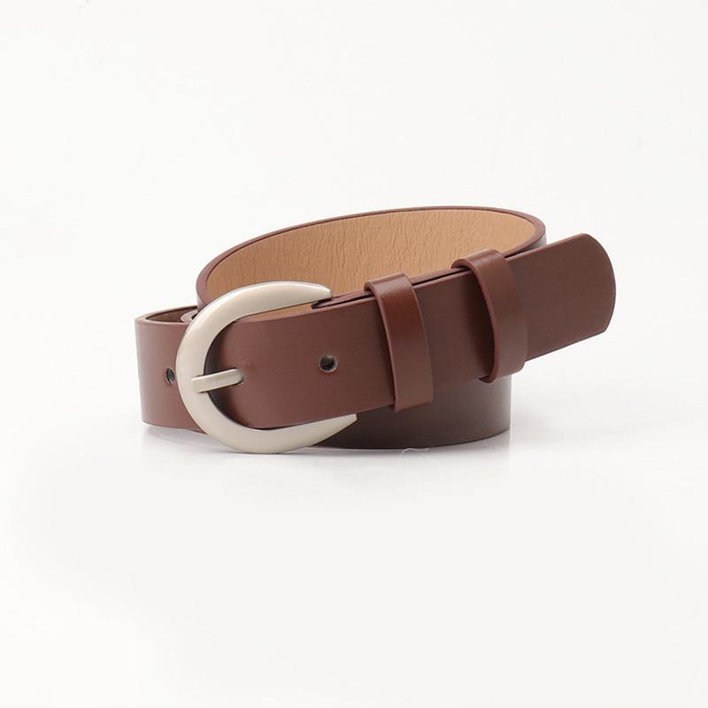 Womens Simple Designer Leather Belt With Polished Alloy Buckle For Casual And Formal Looks