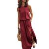 Summer New Women's Imported Dresses Round Neck Sleeveless A-Line Skirt High-Waisted Casual Work Commute Maxi Dress