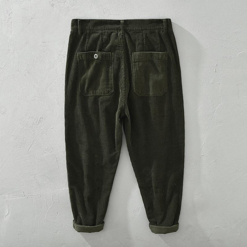 Japanese Retro Style Corduroy Men Pants Pure Cotton Autumn and Winter Comfort Men Trousers Straight Thicken Cargo Pants