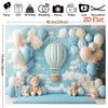2D Blauer Heißluftballon Baby Hintergrundtuch, Neugeborenen Fotografie Hintergrund