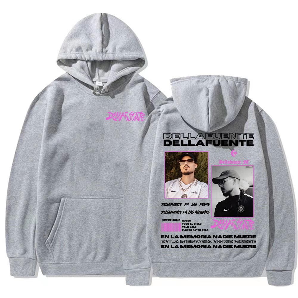 Rapper Dellafuente 2025 Tour Cover Hoodies Men Women Fashion Vintage Long Sleeve Pullovers Casual High Quality Sweatshirt Hoodie