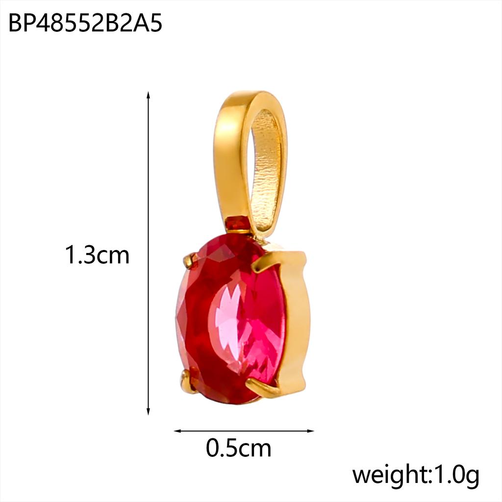 CARLIDANA Good Quality Long Lasting Color Retention Stainless Steel Gold-Plated Colorful Inlaid Transparent Zircon Pendant Charm