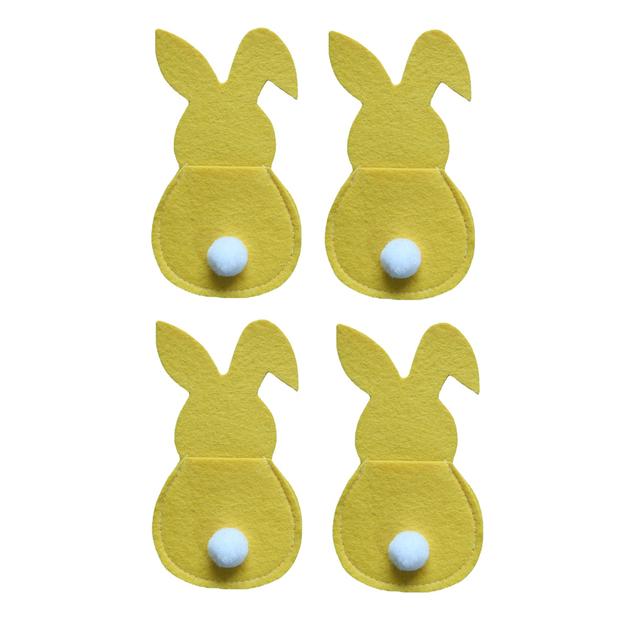 4Pcs Easter Bunny Felt Cutlery Holder Bag Happy Easter Decorations For Home Tableware Accessories Rabbit Cutlery Cover Bag