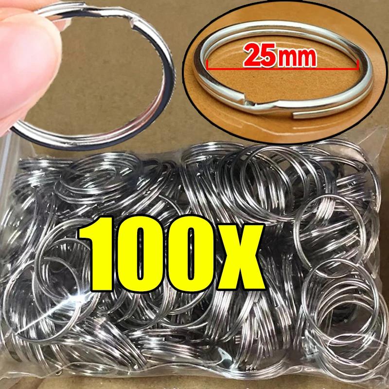 

100/20Pcs DIY Polished Silver Keyring Stainless Steel Hole Round Key Ring Chain Rhodium Plated Round Split Keychain Wholesale 20pcs серебряный