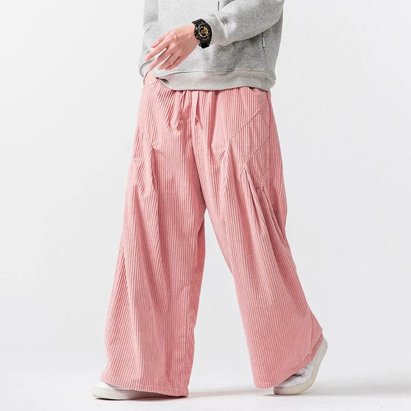 Heren Effen Kleur Corduroy Harembroek Heren Casual Oversized Wijde Pijpen Broek Mannelijke Oversized Jogger Harajuku Broek Heren Broek