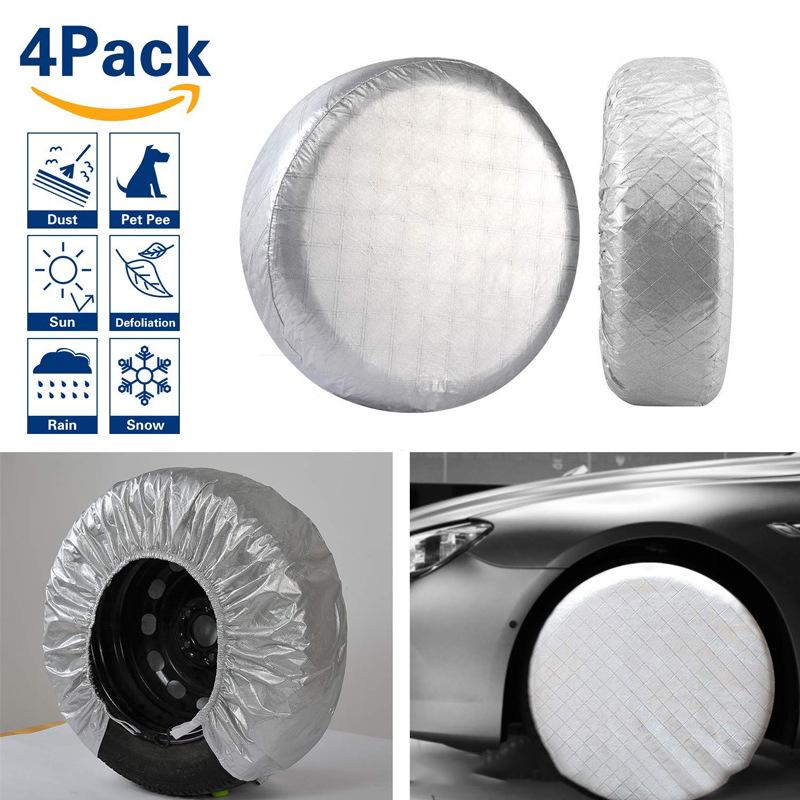 4PCs Car Tire Covers Outdoor RV Truck Camper Trailer Sunscreen Vehicle Wheel Protector Universal Tyre Storage Bag 27-29 inch