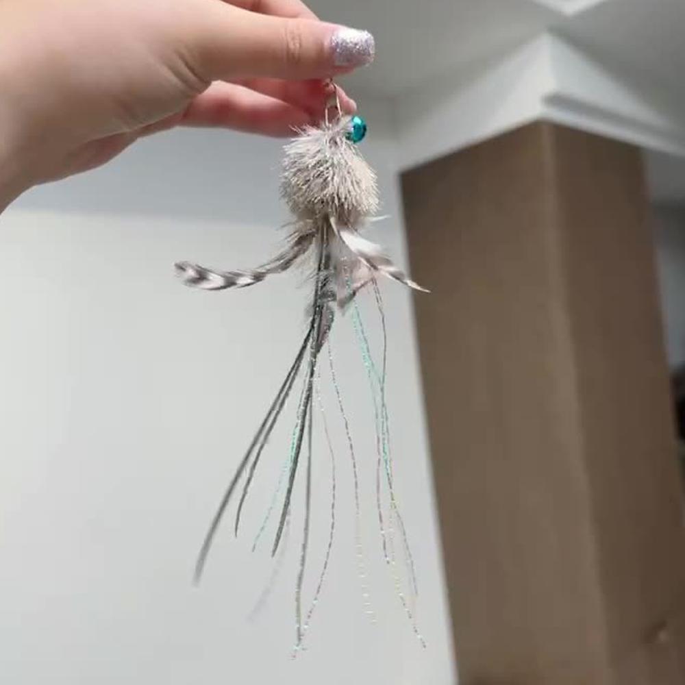 3pcs Feather Jellyfish Shap Cat Toy Accessories Pet Supplies Toy Cat Teaser Stick For Changing Heads