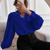Long Sleeved Single Row Button Loose Women's Top Women's Shirt New Elegant Solid Color Lapel