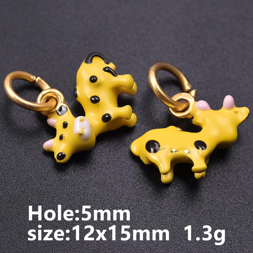 5pcs Kawaii Animal Pendant Enamel Charms For Jewelry Making Duck Bunny Elephant Lucky Fish Charm Handmade Materials Accessories