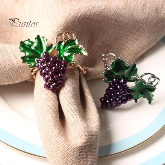 2Pcs Napkin Ring Refreshing Fine Workmanship Dining Table Supplies Summer Purple Grape Napkin Holder for Party