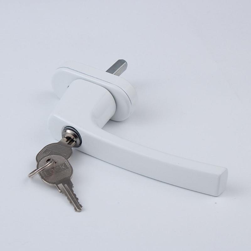 2Pcs Aluminum Alloy Window Handles Lock With Key & Screws Balcony Door Handle Lockable Double Glazing Window Handle