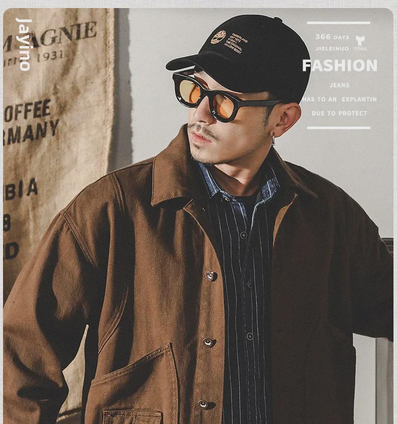 Jay Leno Men's Retro American Workwear Denim Jacket - Autumn Trendy Loose Fit Coach Jacket