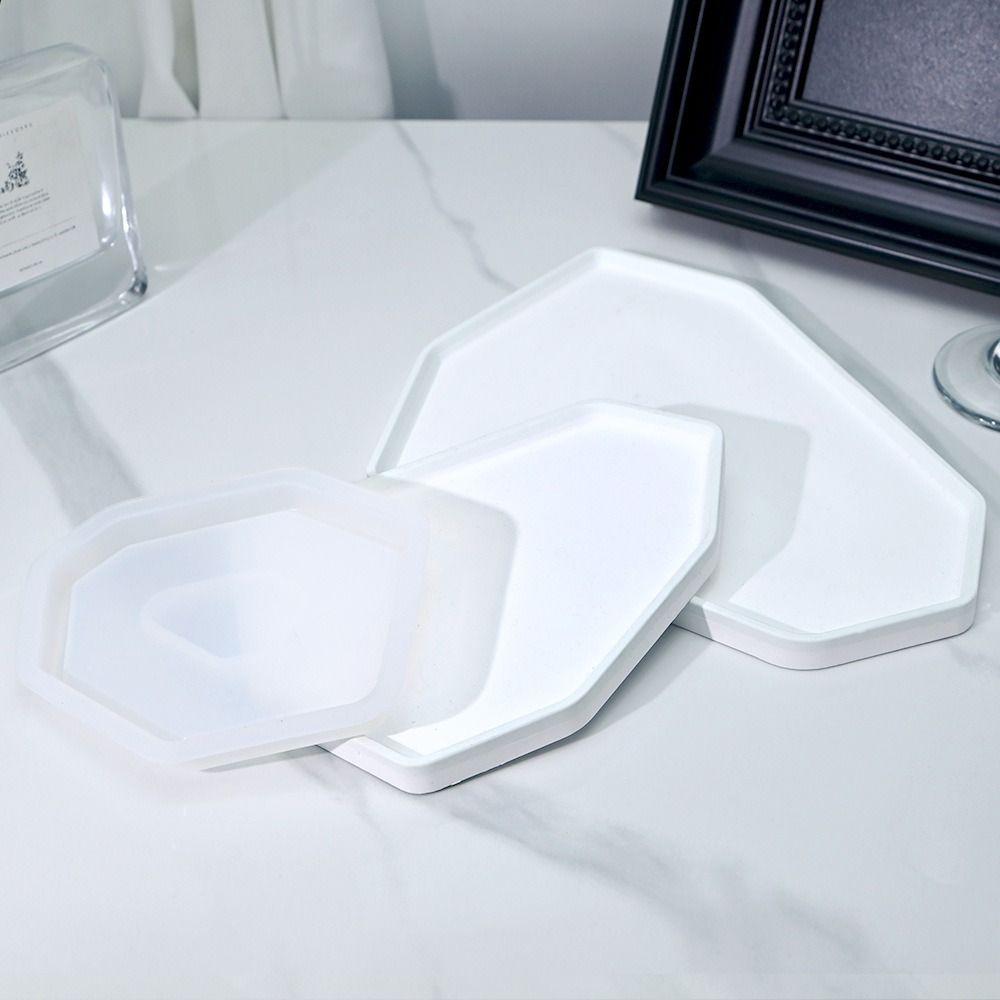 1Pcs Irregular Tray Silicone Mold Concrete Cement Polygon Coaster Tray Casting Mold Handmade Gypsum Paster Pan Mold