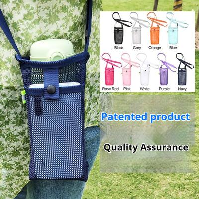 Mesh Water Bottle Holder Adjustable Crossbody Strap With Pocket Reflective Strip For Kids Adults Outdoor Fits Bottles Under 8cm