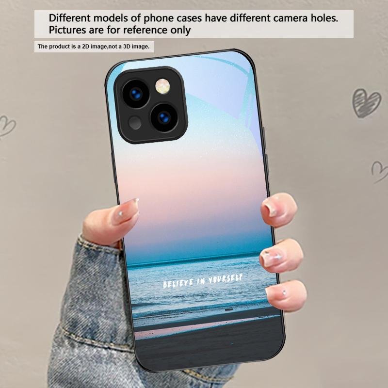 Dark Colored Seawater For iPhone 17 Air 16 E 15 Plus 14 Pro Max 13 12 Mini 11 5 6 7 8 Plus XR XS Max SE Black Glass Phone Case