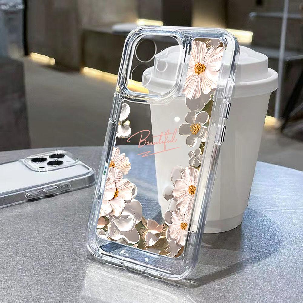 Small fresh oil painting flowers are suitable for iPhone17 mobile phone case 16promax Apple 14/13 all-inclusive 15 fine holes