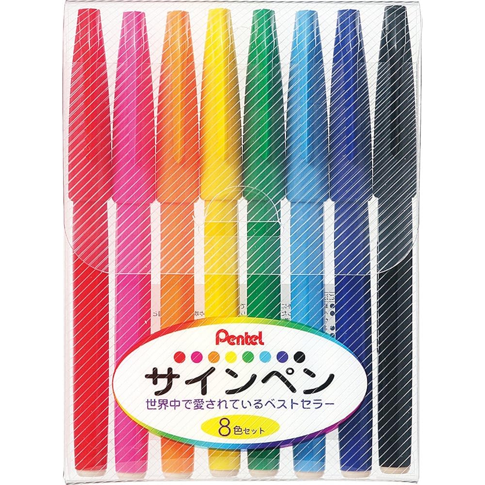 Pentel S520-8 Water-based Pen Sign Pen Set of 8