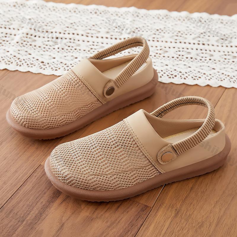 Women's Half Slippers 2026 Summer New Mesh Breathable Soft Sole Casual Shoes Lightweight Comfortable Outdoor Non Slip Sandals