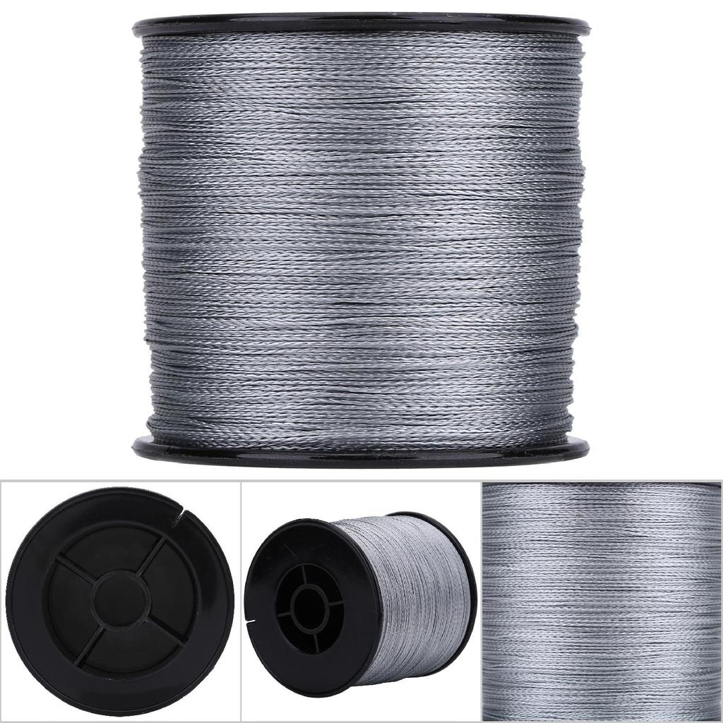 500m PE Geflochtene 4 Stränge Super Starke Angelschnüre Multifilament Angelschnur Kordel Hellgrau (5)