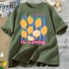 Lemon Tshirt Italian Summer Fruit T Shirt  Short Sleve Loose Tshirt Women Ladies Vintage Graphic Tees Aesthetic Clothes