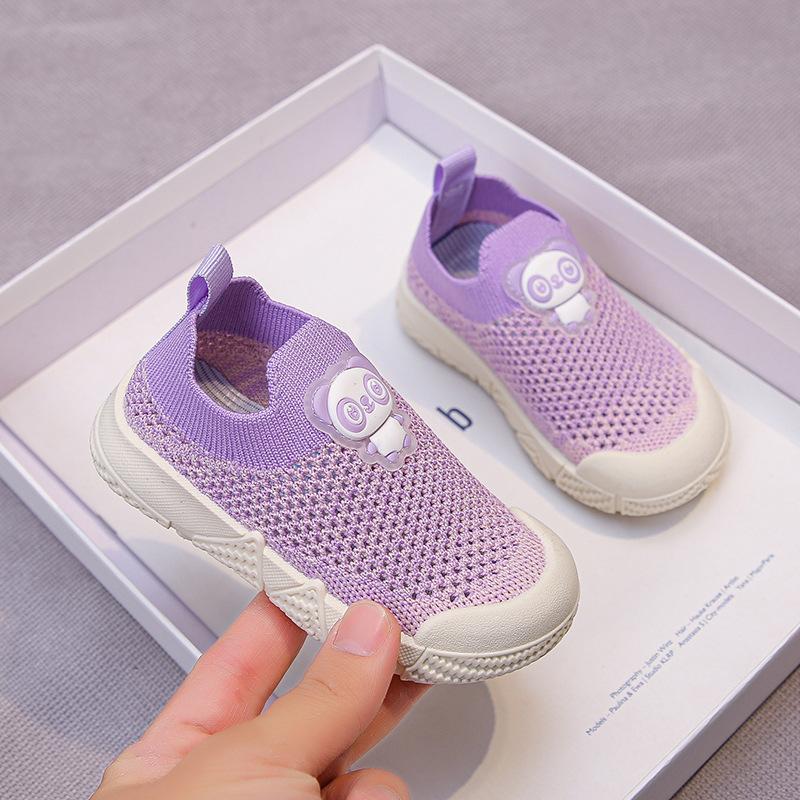 

Baby net shoes 1-2-3 years old spring and summer boys and girls soft soles children pedal indoor kindergarten fly knitting sports shoes 21