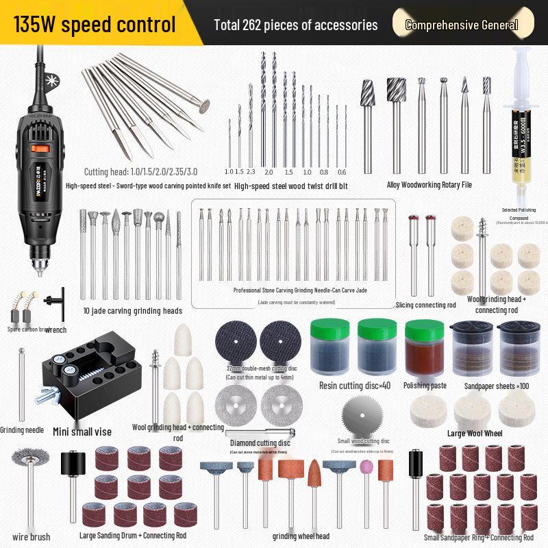 High-Power Handheld Electric Grinder: Wood Carving, Jade Polishing, and Small Drill Tool