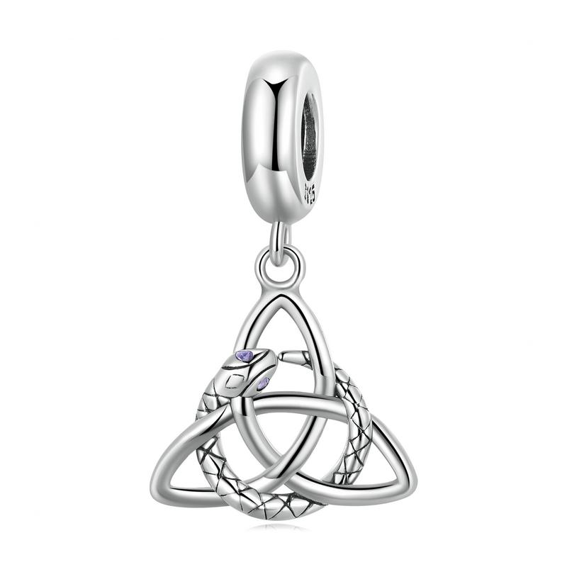 WOSTU 925 Silver Hollow Celtic Knot Charms Snake Pendant Oxidized Love Beads Fit Bracelet DIY Necklace Jewelry
