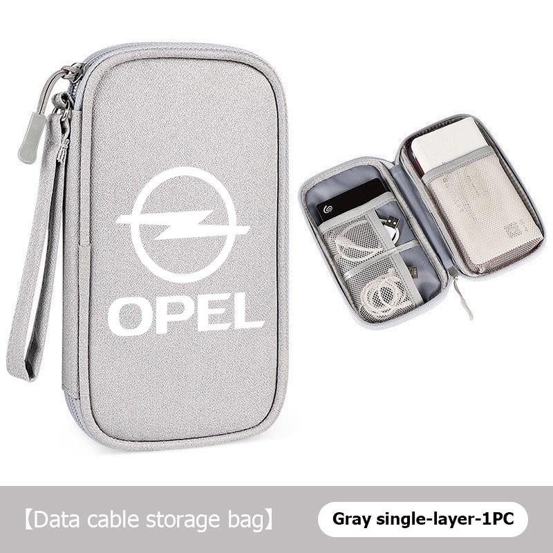 Data Cable Storage Bag Earphones Double Layer Portable Travel Bag For Opel Meriva Mokka Grandland Vectra Zafira Vivaro Antara