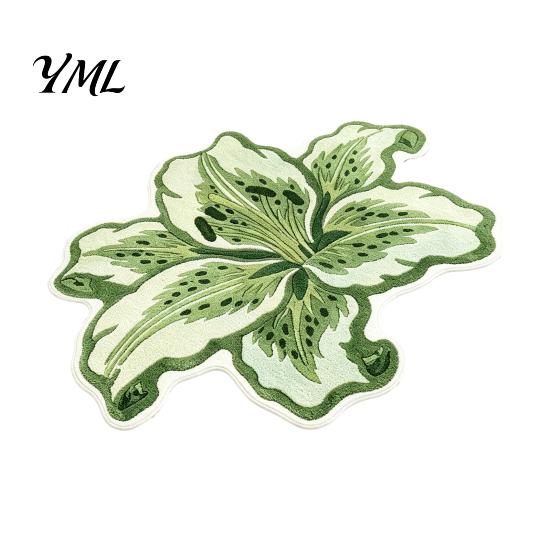 Absorbent Floor Mat for Entrance Lily Shape Mat, Velvet Rug Bathroom And Entrance, Non-slip Decorative Soft Accessory Flower Bedroom Dressing