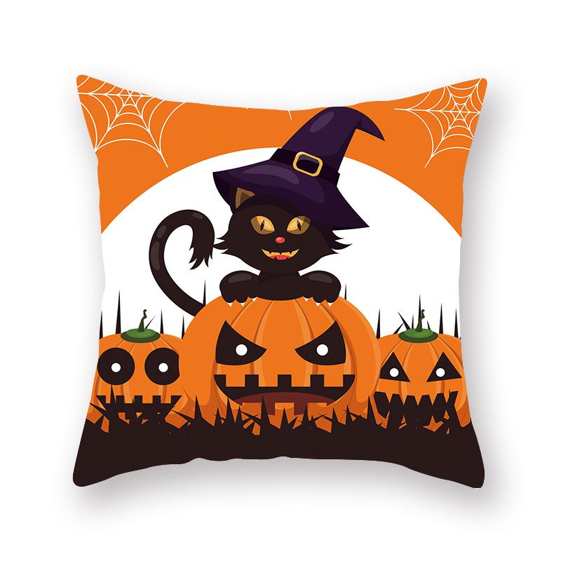 Bat Pumpkin Pillow Case Sofa Scary Happy Halloween Decorations for Home 2023 Horror Haunted House Cat Cushion Cover Pillowcase
