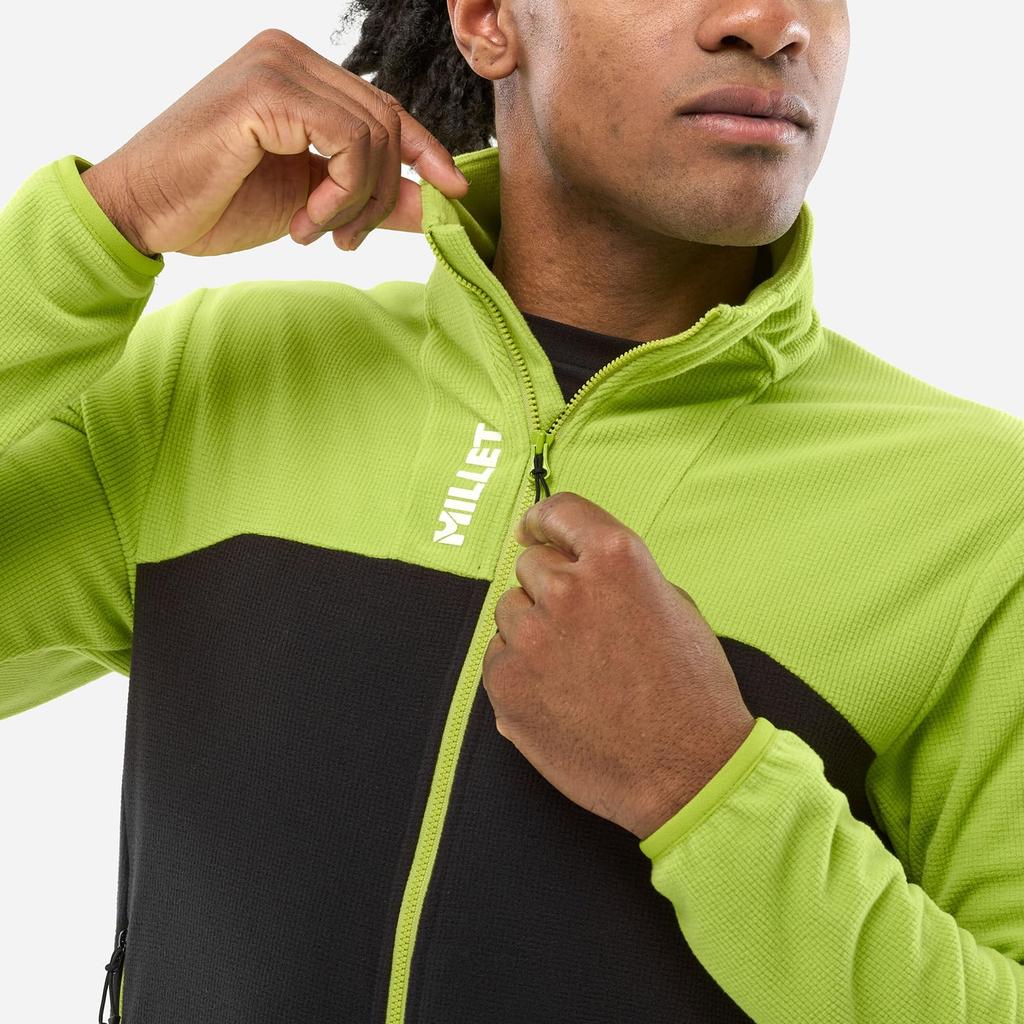Millet Ubic Light Grid Mountaineering Fleece Jacket MIV10448 Macau Men's Green/Black (New Logo)