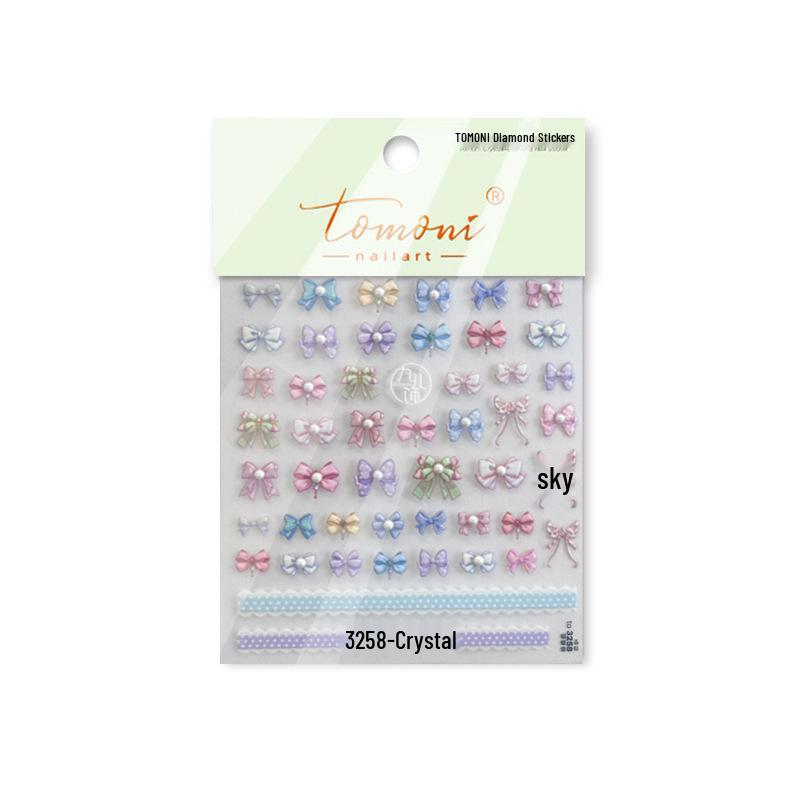 Tomoni Sweet Girl Crystal Nail Stickers - Healing Bow Nail Decorations