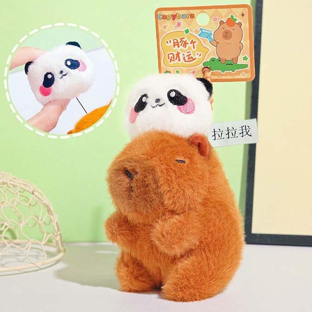 Soft Pulling Rope Capybara Dolls Key Ring Cartoon Capybara Keychain  Car Key Accessories