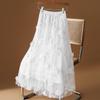 Women's Plus Size Ethnic Embroidered Floral Mesh A-Line Skirt