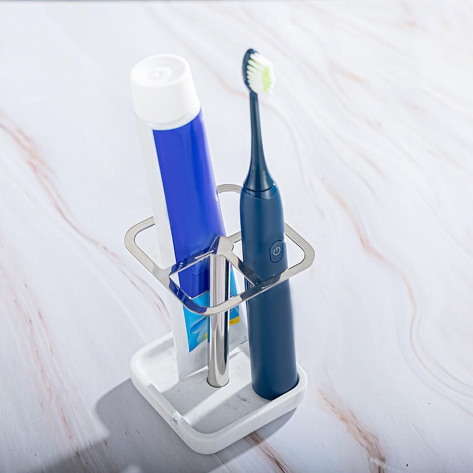PRETYZOOM Toothbrush Holder Stand Multi Functional Toothbrush Holder Organizer Stainless Steel Desktop Braces Shower Toothbrush Toothpaste Holder for