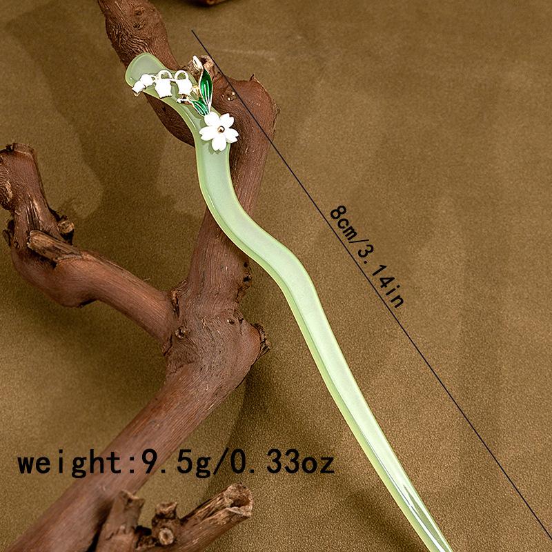 Starożytny Styl Super Wróżkowy Spinka do Włosów z Orchideą Dzwonkową Nowa Chińska Prosta Bambusowa Nieregularna Żywiczna Spinka do Włosów Akcesorium do Hanfu Cheongsam