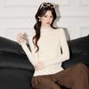 Women's Mock Neck Ruffle Trim Knit Sweater