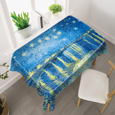 Van Gogh Starry Sky Tablecloth Light Luxury Oil Painting Art Studio Sunflower Famous Painting Waterproof Table Mat Tablecloth