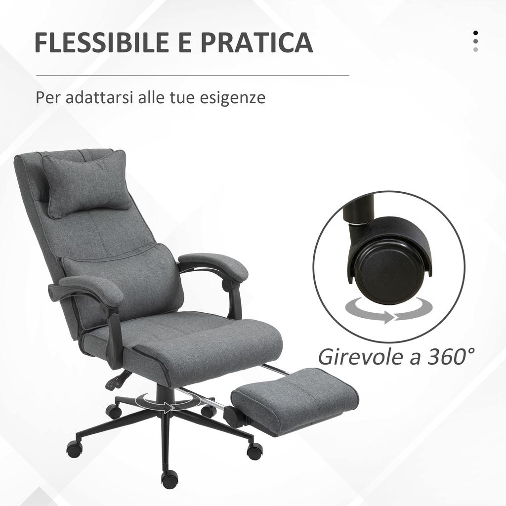 Ergonomic Office Chair with Adjustable Height, Armrests and Footrest, 66x70x115-123 cm, Grey