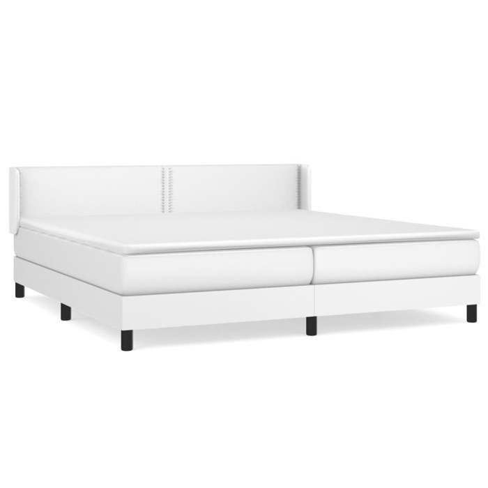 3130740 vidaXL Divan Bed with Mattress White 200x200cm Faux Leather
