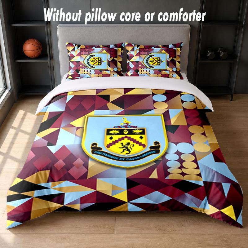 Burnley Football Design Bed Bedding Set 1 Duvet Cover + 2 Pillowcases Soft Breathable Household Bed Linens